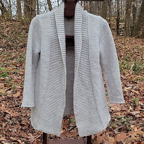 J. Jill Alpaca Blend Chunky Heavy Open Cardigan Sweater Shawl Collar Gray Sz S P - Picture 1 of 6